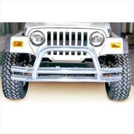 Rugged Ridge Dual Tube Front Bumper with Center Hoop (Stainless Steel) - 11563.01